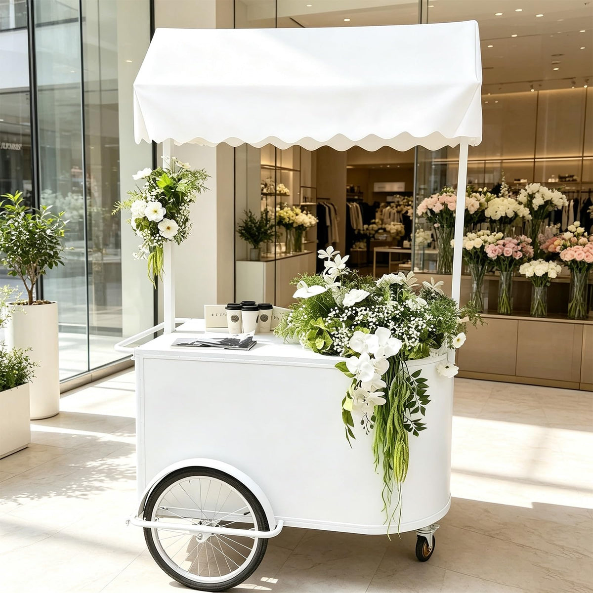 Mobile Iron Snack Cart with Wheels for Parties & Events
