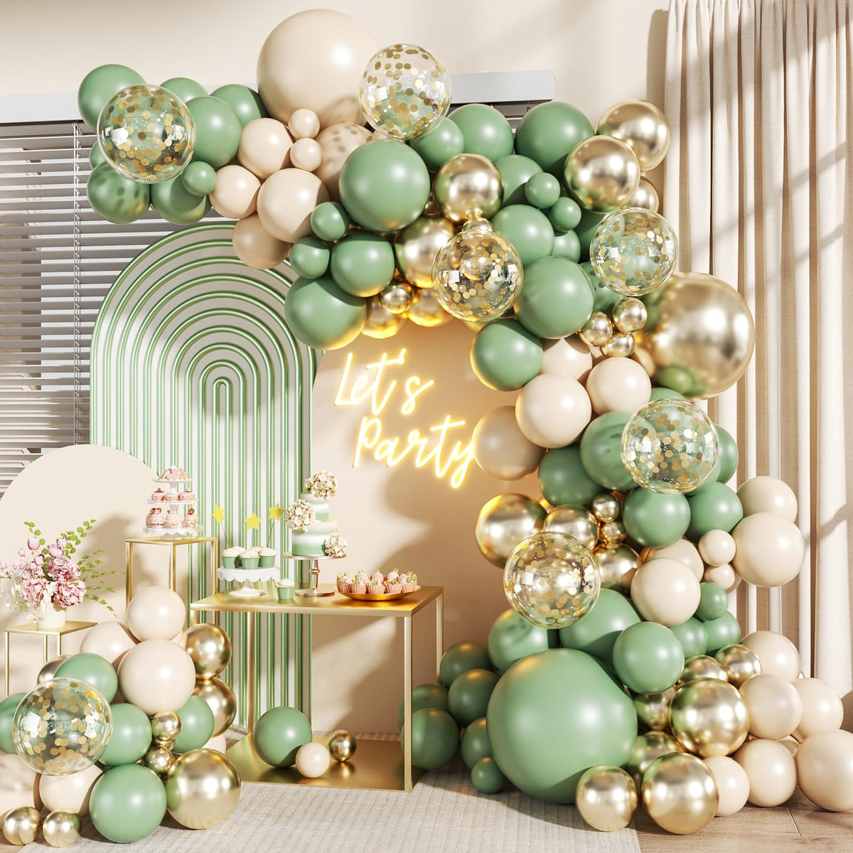 140-Piece Confetti & Star Balloon Garland Arch Kit