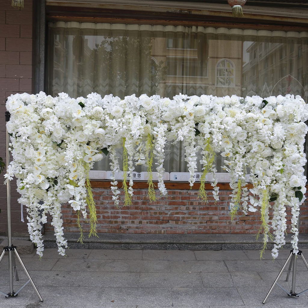 YHdtUO 3D White Rose Flower Wall Photo Booth Backdrop