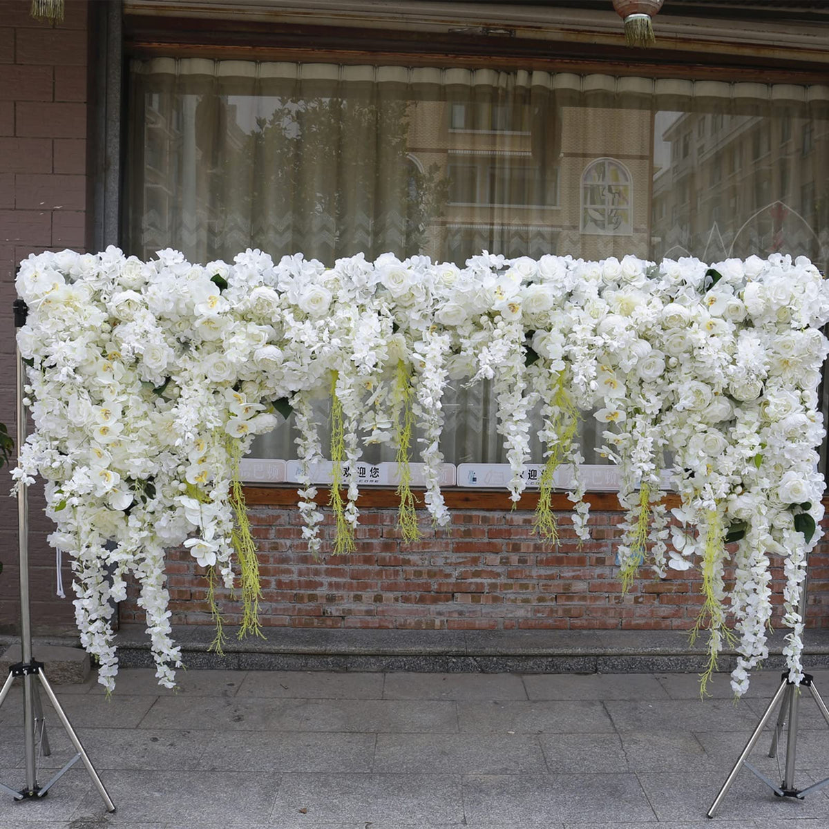 YHdtUO 3D White Rose Flower Wall Photo Booth Backdrop