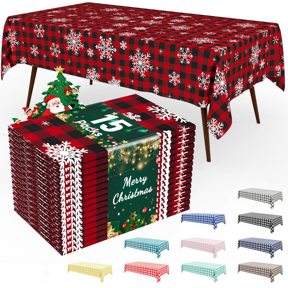 Smiry 12-Pack Gold Print Plastic Tablecloths, 54x108 in