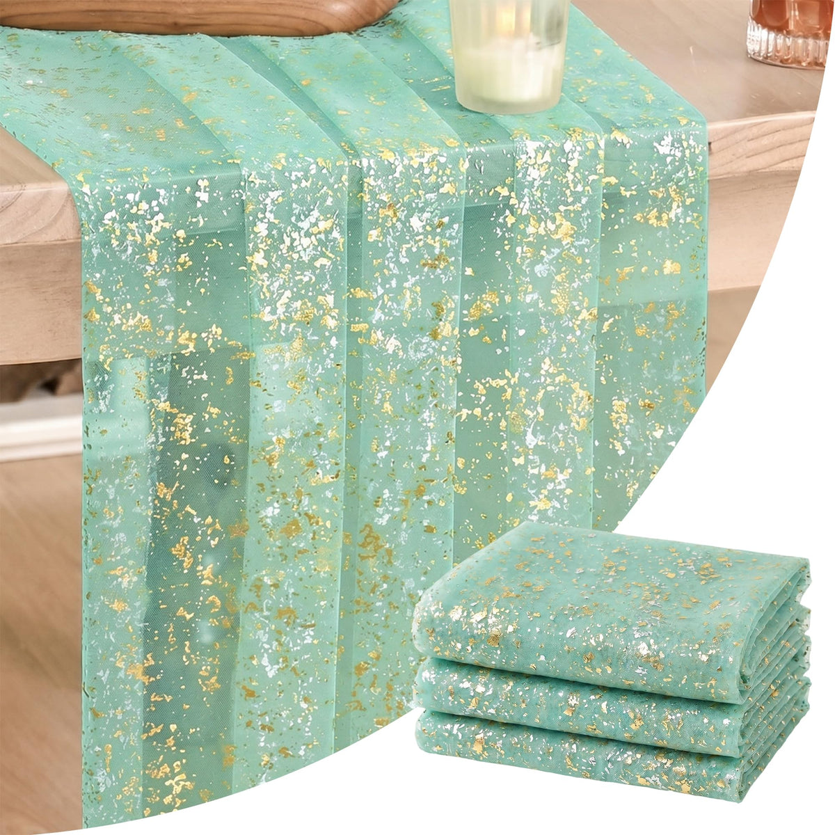 Artoid Mode Glitter Foil Gauze Table Runner for Parties
