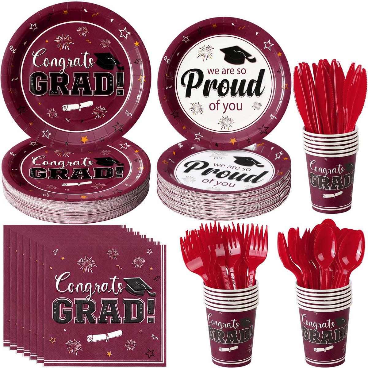 FunnyPars Graduation Party Supplies for 25 or 50 Guests
