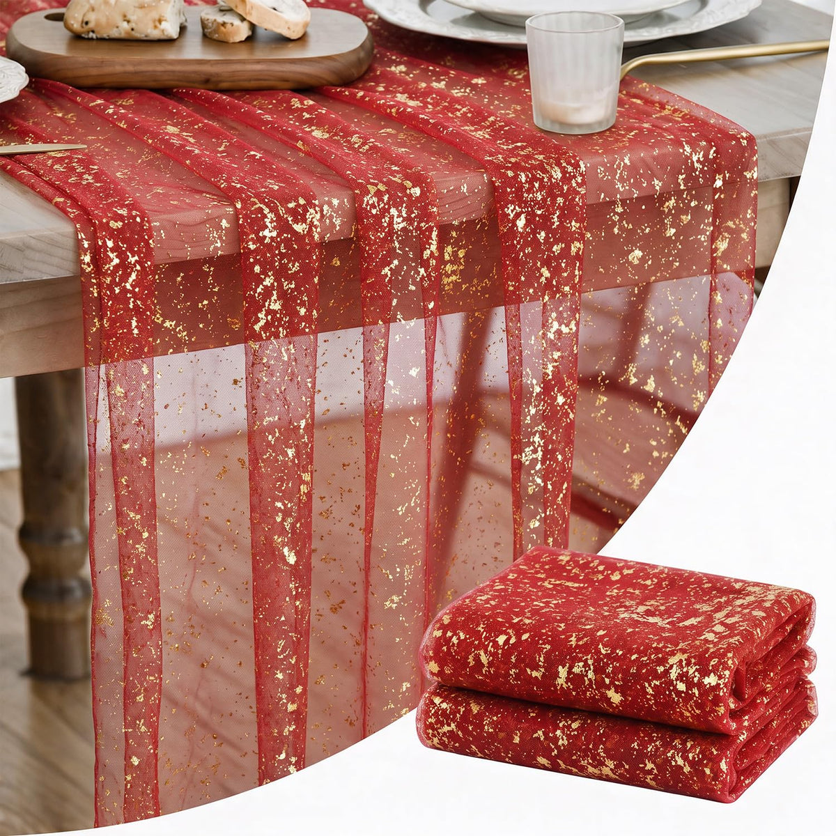 Artoid Mode Glitter Foil Gauze Table Runner for Parties