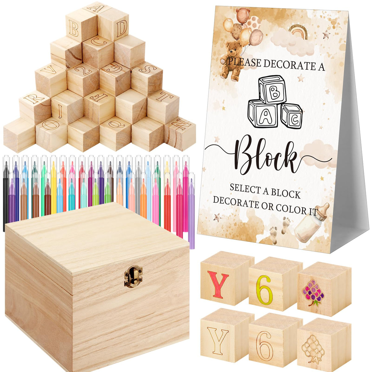 Marsui 136-Piece Baby Shower Game & Decorating Blocks Kit