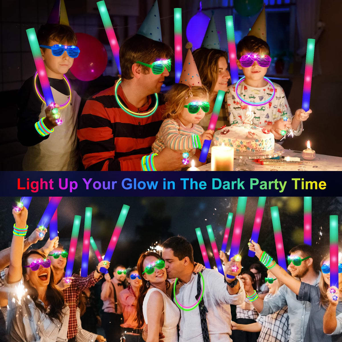 OLUPP 150-Piece Glow Party Kit with LED Glasses & Sticks
