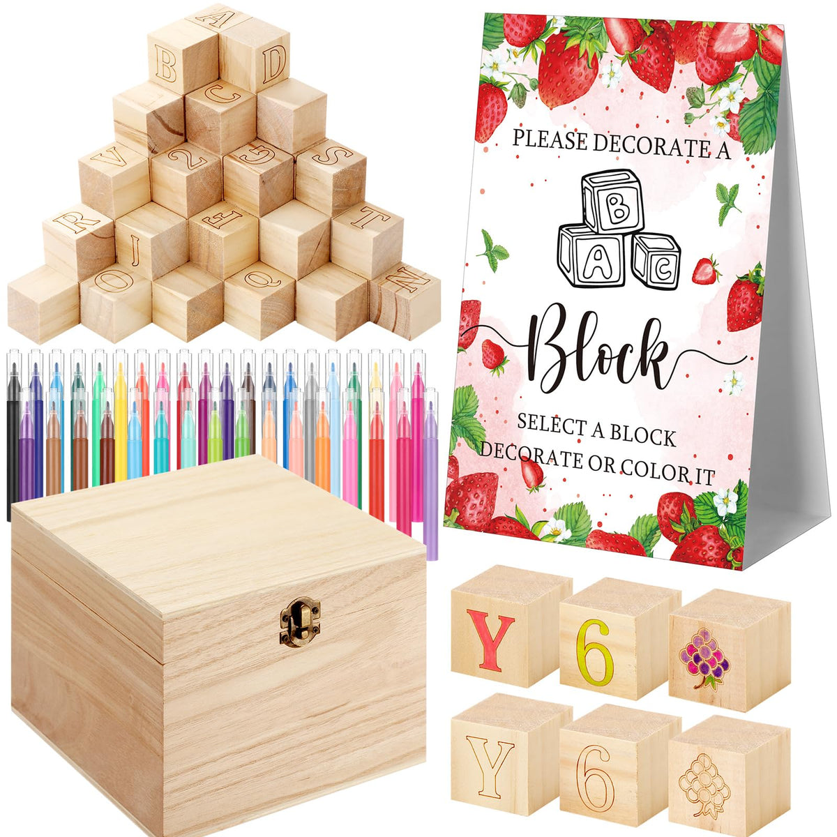 Marsui 136-Piece Baby Shower Game & Decorating Blocks Kit