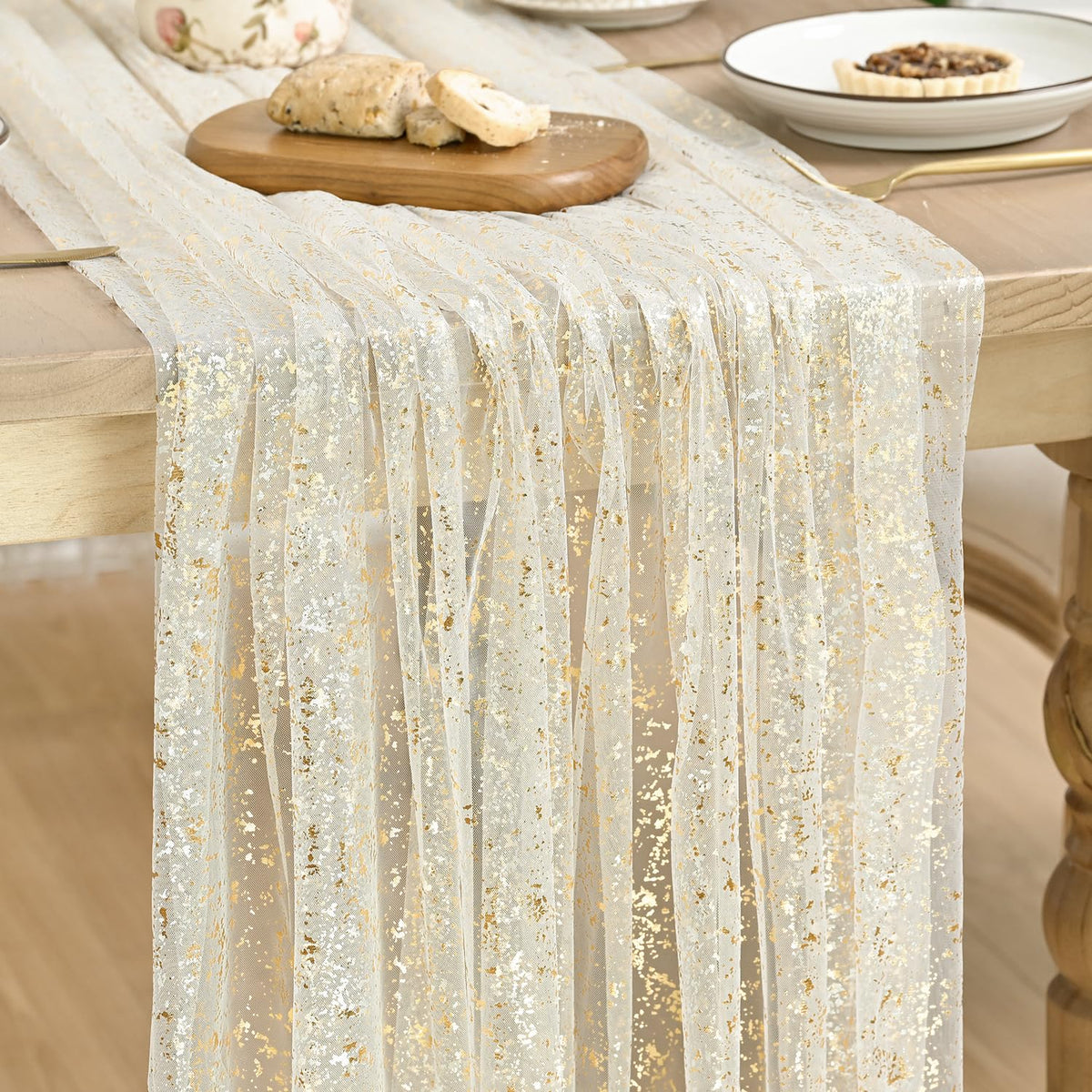 Artoid Mode Glitter Foil Gauze Table Runner for Parties