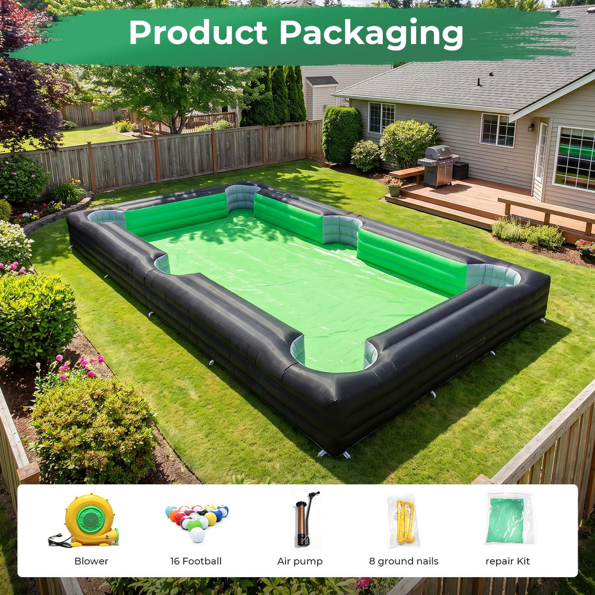 26FT Inflatable Soccer Pool Game with 16 Balls & 750W Blower