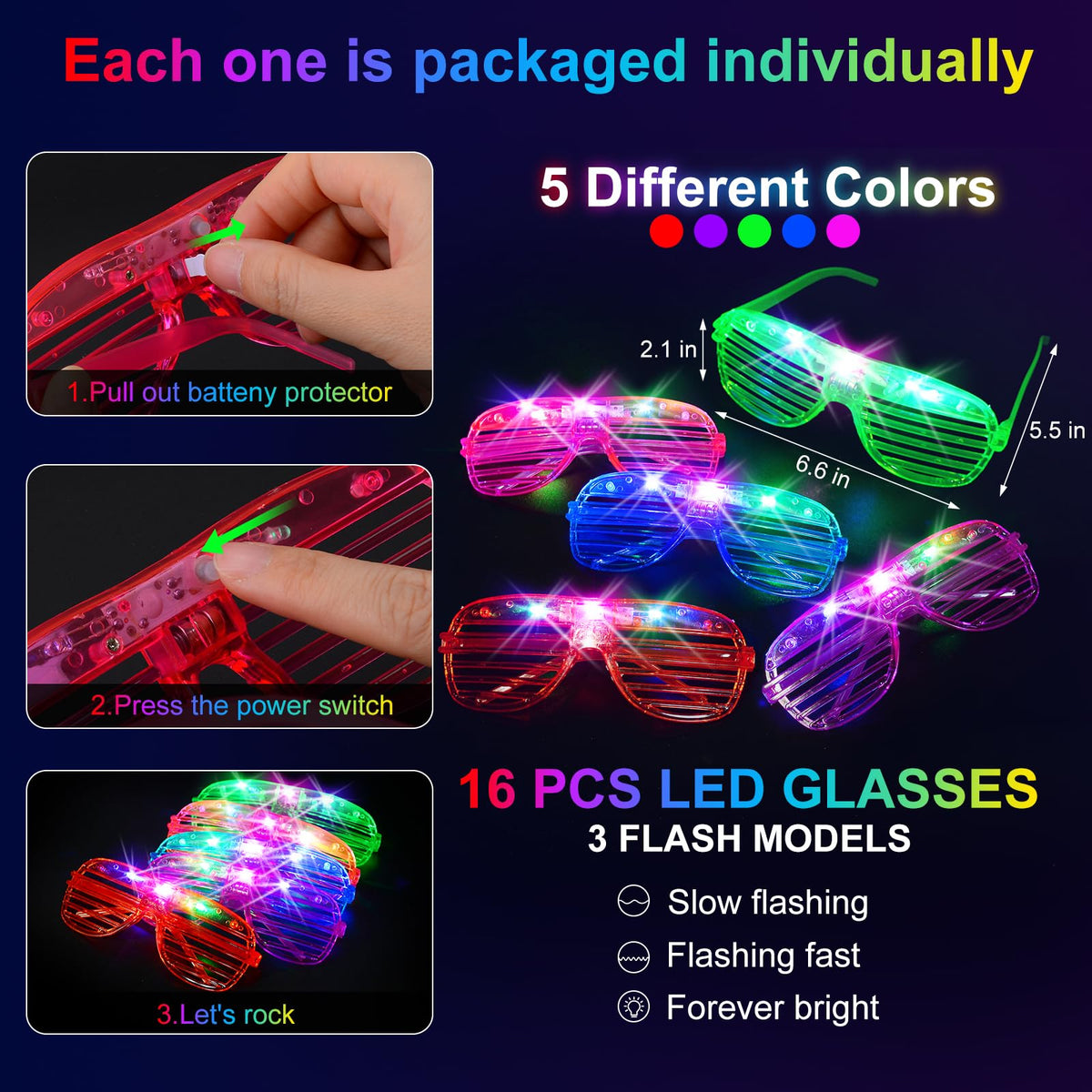 OLUPP 150-Piece Glow Party Kit with LED Glasses & Sticks
