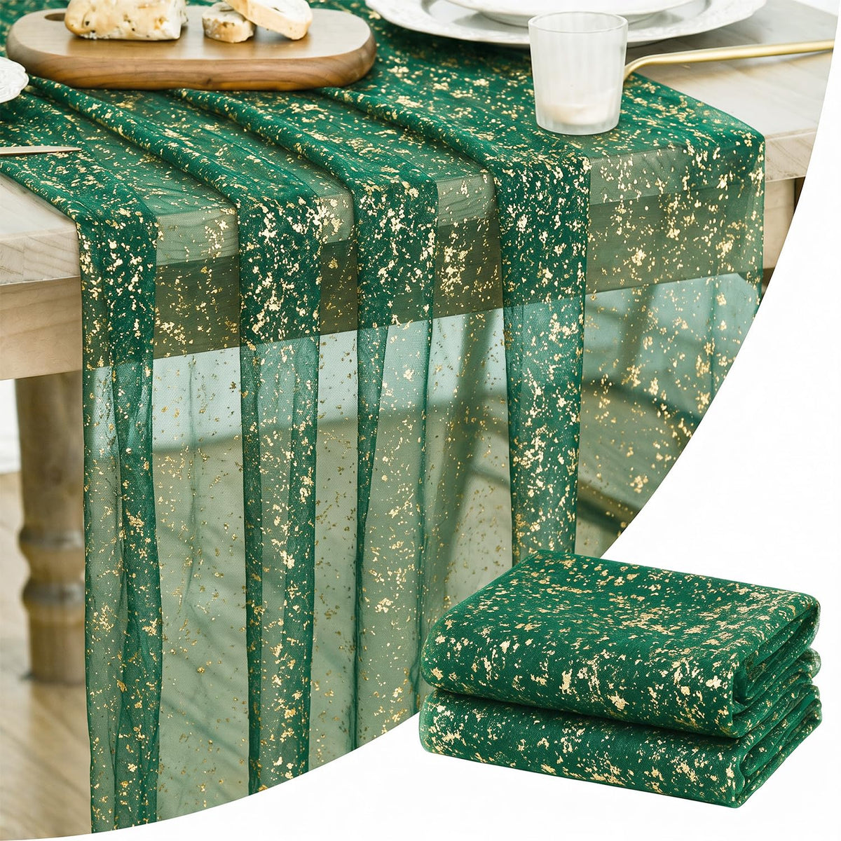 Artoid Mode Glitter Foil Gauze Table Runner for Parties