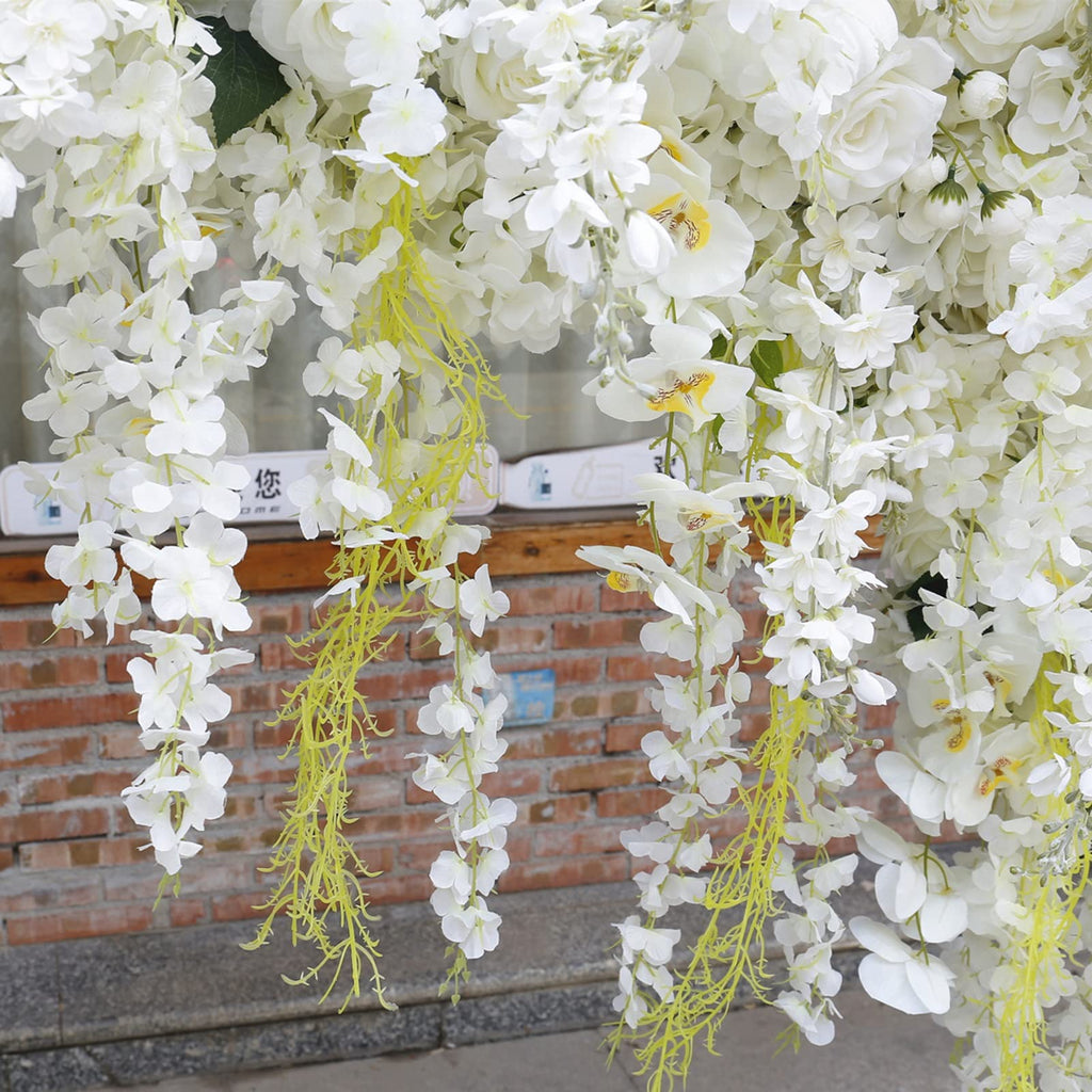 YHdtUO 3D White Rose Flower Wall Photo Booth Backdrop