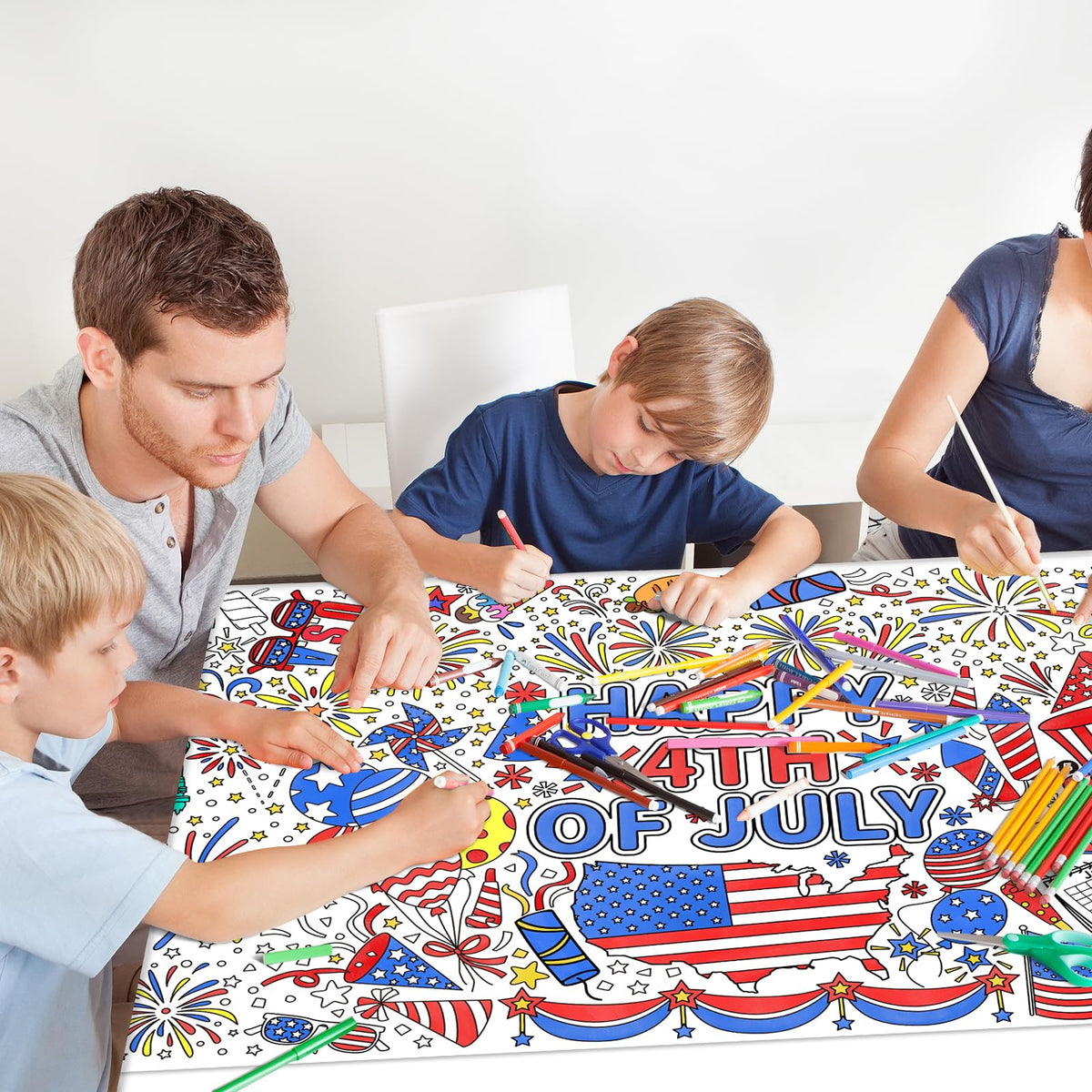 Gatherfun Kids Birthday Coloring Tablecloth, 31.5 x 72 in