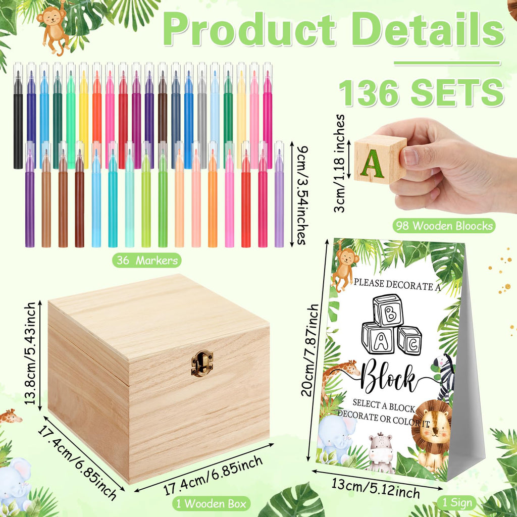 Marsui 136-Piece Baby Shower Game & Decorating Blocks Kit