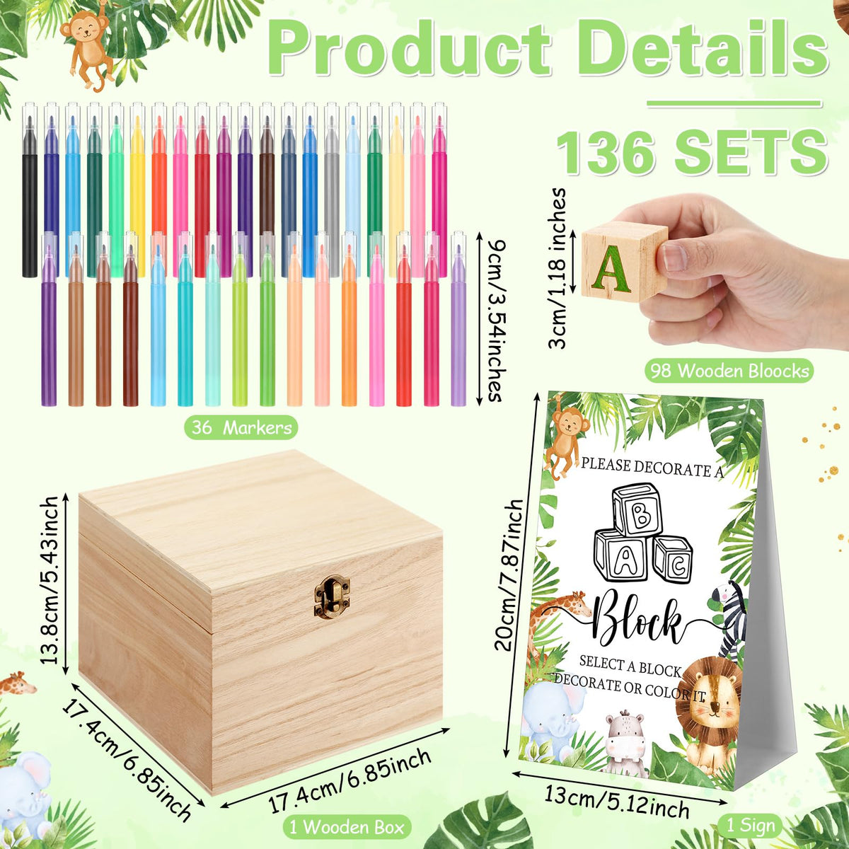 Marsui 136-Piece Baby Shower Game & Decorating Blocks Kit