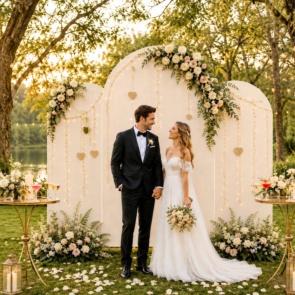 3-Piece Metal Arch Backdrop Stand Set with Covers, 6–7.2FT