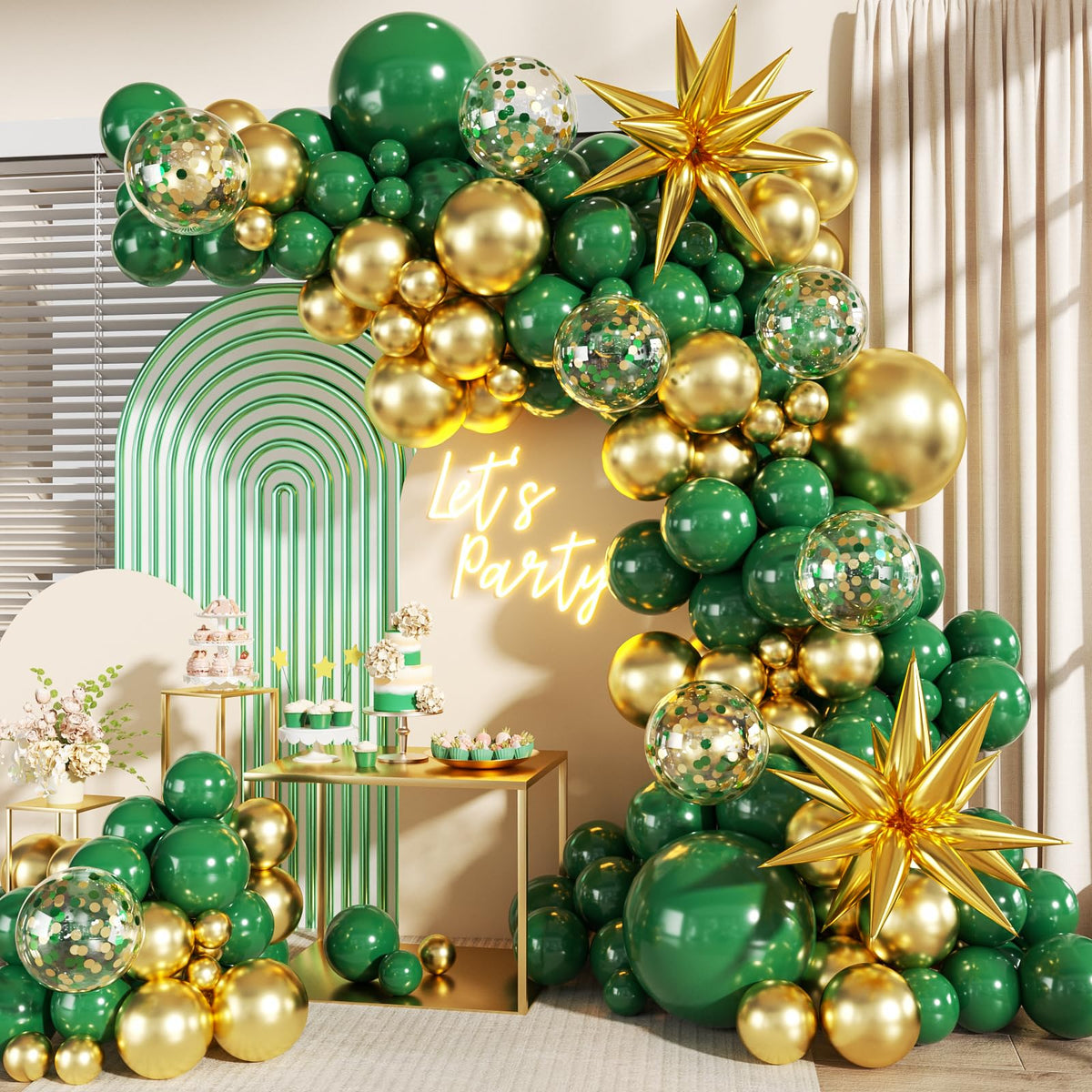 140-Piece Confetti & Star Balloon Garland Arch Kit