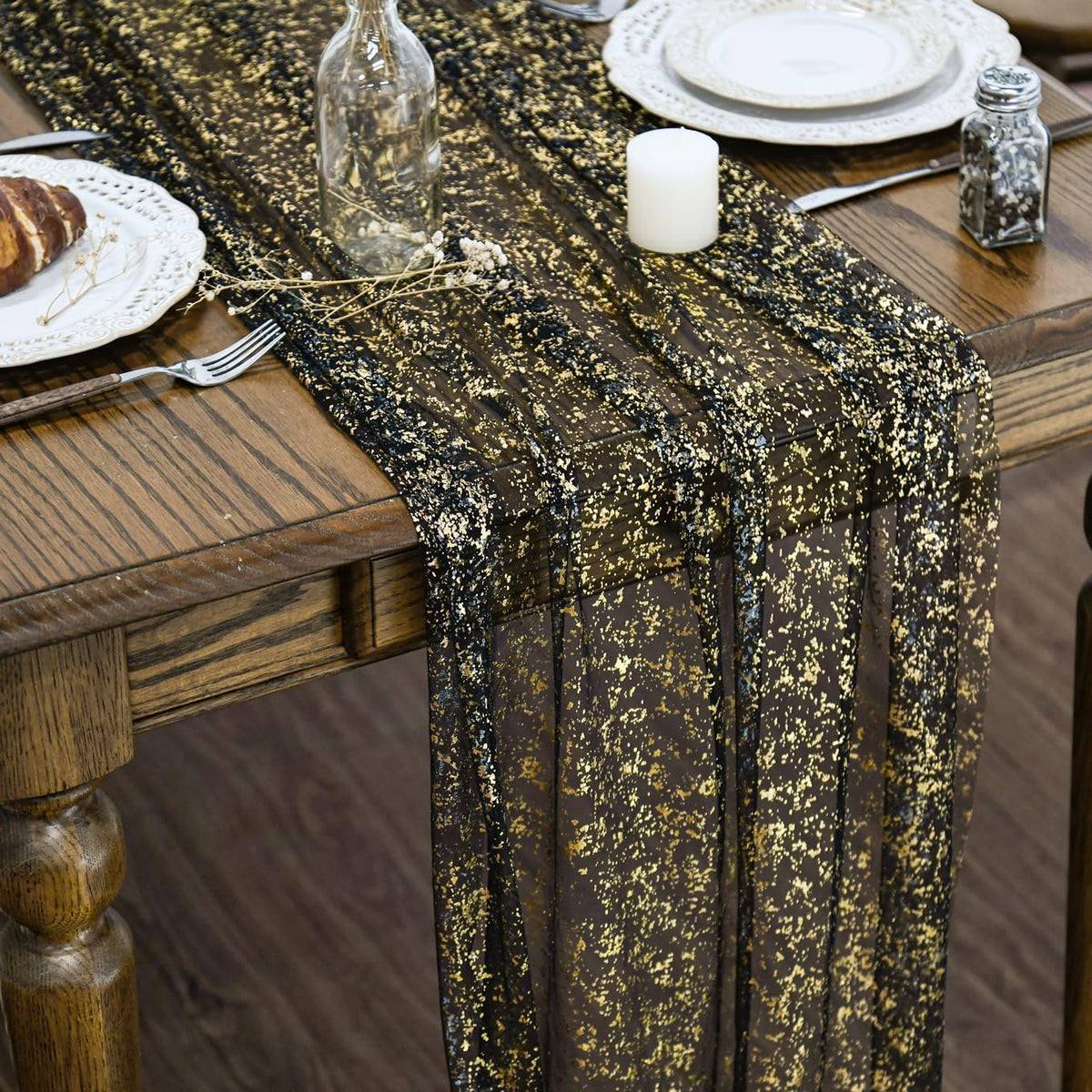 Artoid Mode Glitter Foil Gauze Table Runner for Parties