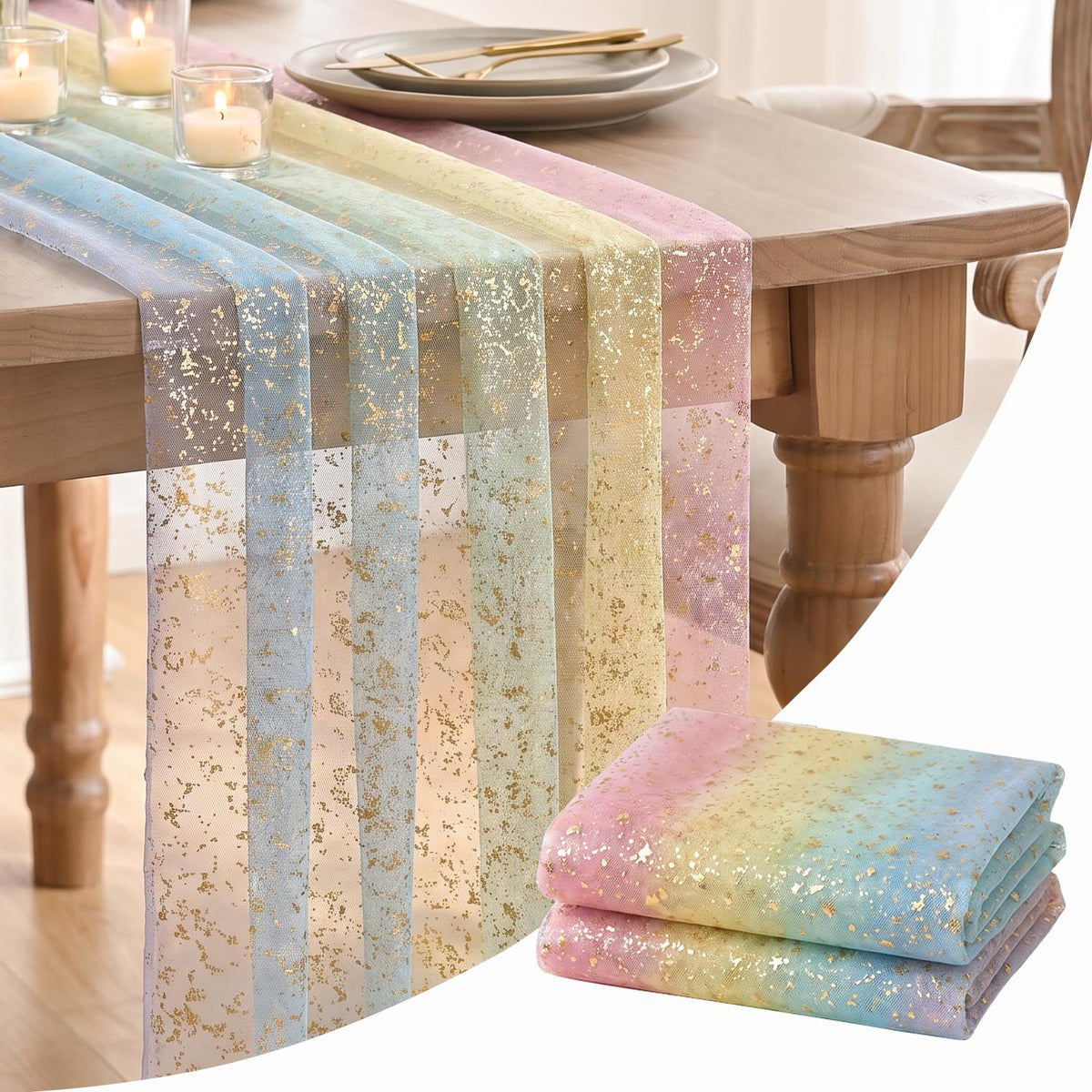 Artoid Mode Glitter Foil Gauze Table Runner for Parties