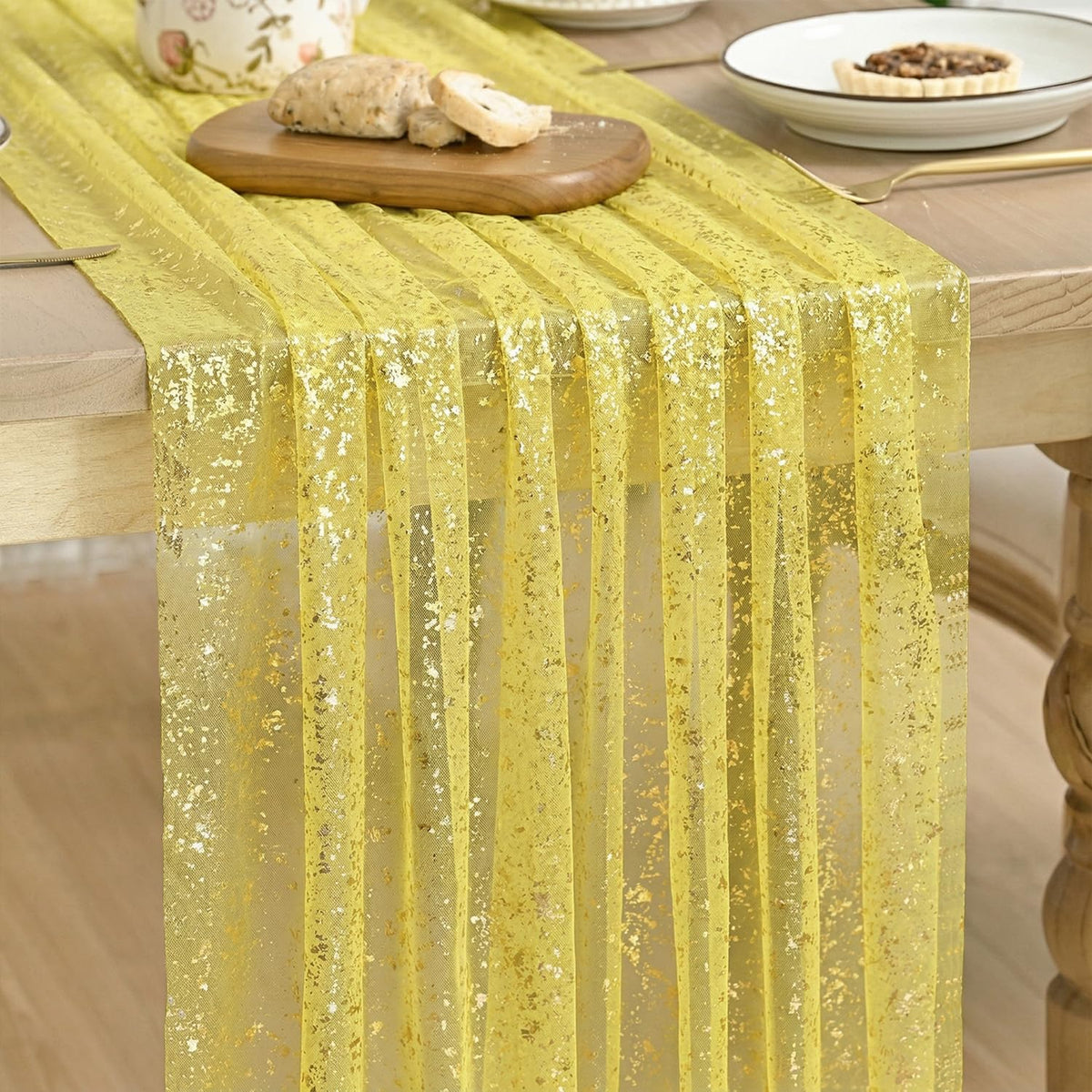 Artoid Mode Glitter Foil Gauze Table Runner for Parties