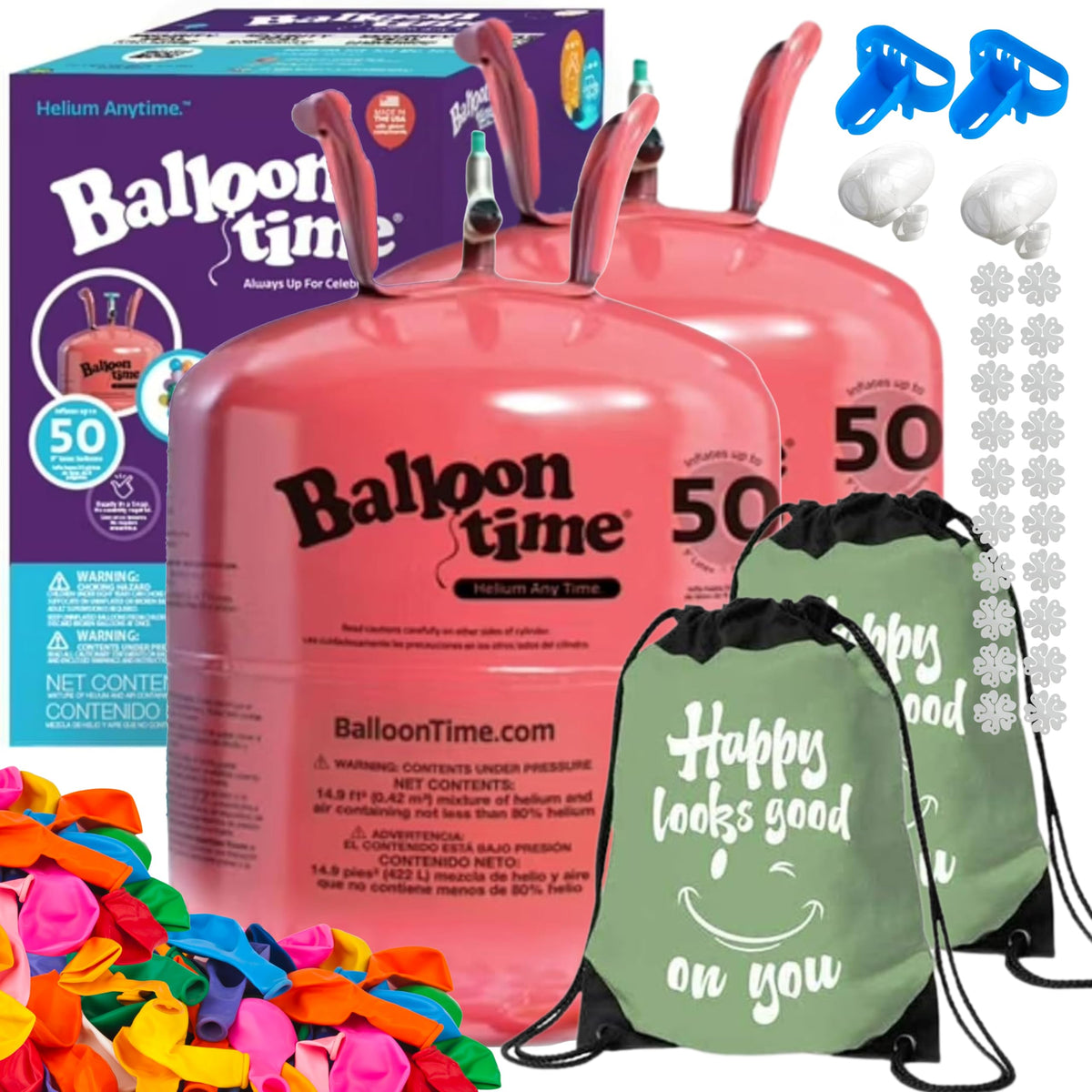 Balloon Time 14.9 Cu Ft Helium Tank Kit with 50 Balloons