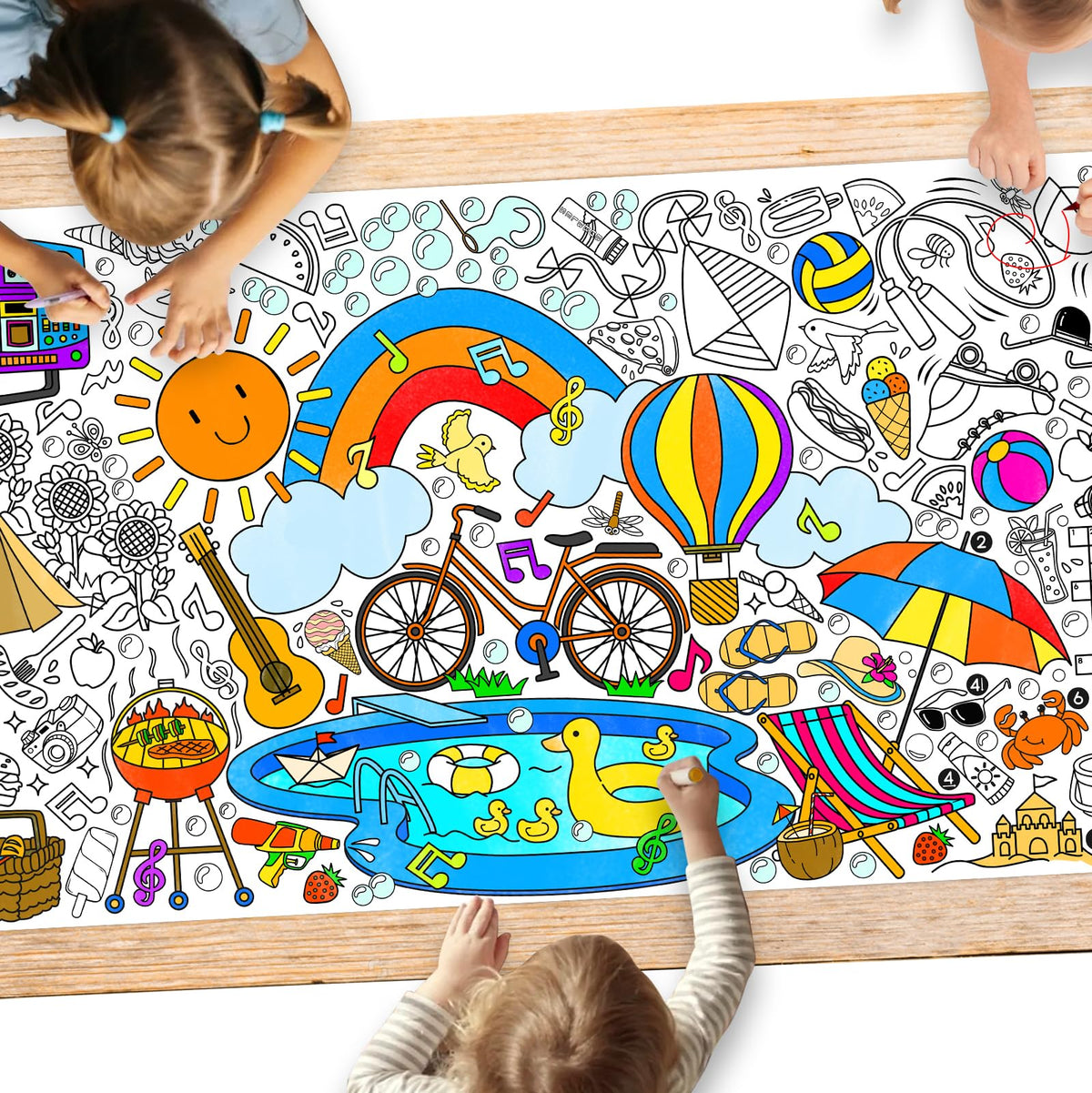 Gatherfun Kids Birthday Coloring Tablecloth, 31.5 x 72 in