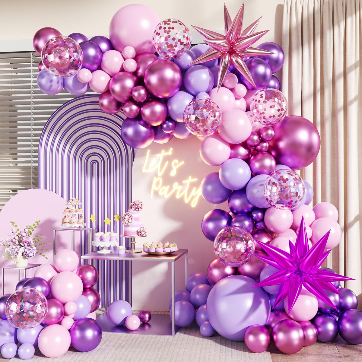 140-Piece Confetti & Star Balloon Garland Arch Kit