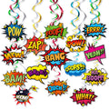 30-Pack Superhero Foil Hanging Swirls for Birthday Parties