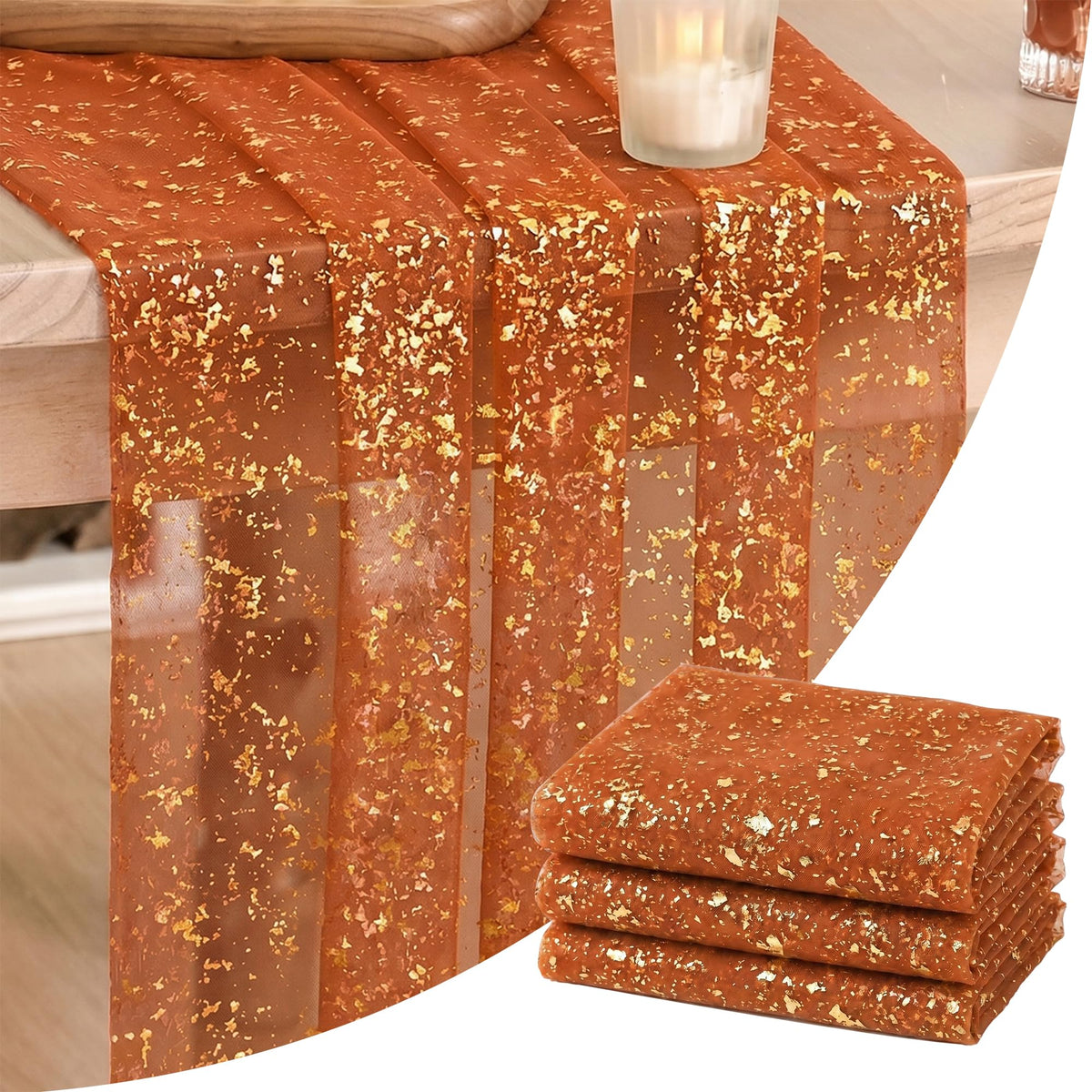 Artoid Mode Glitter Foil Gauze Table Runner for Parties
