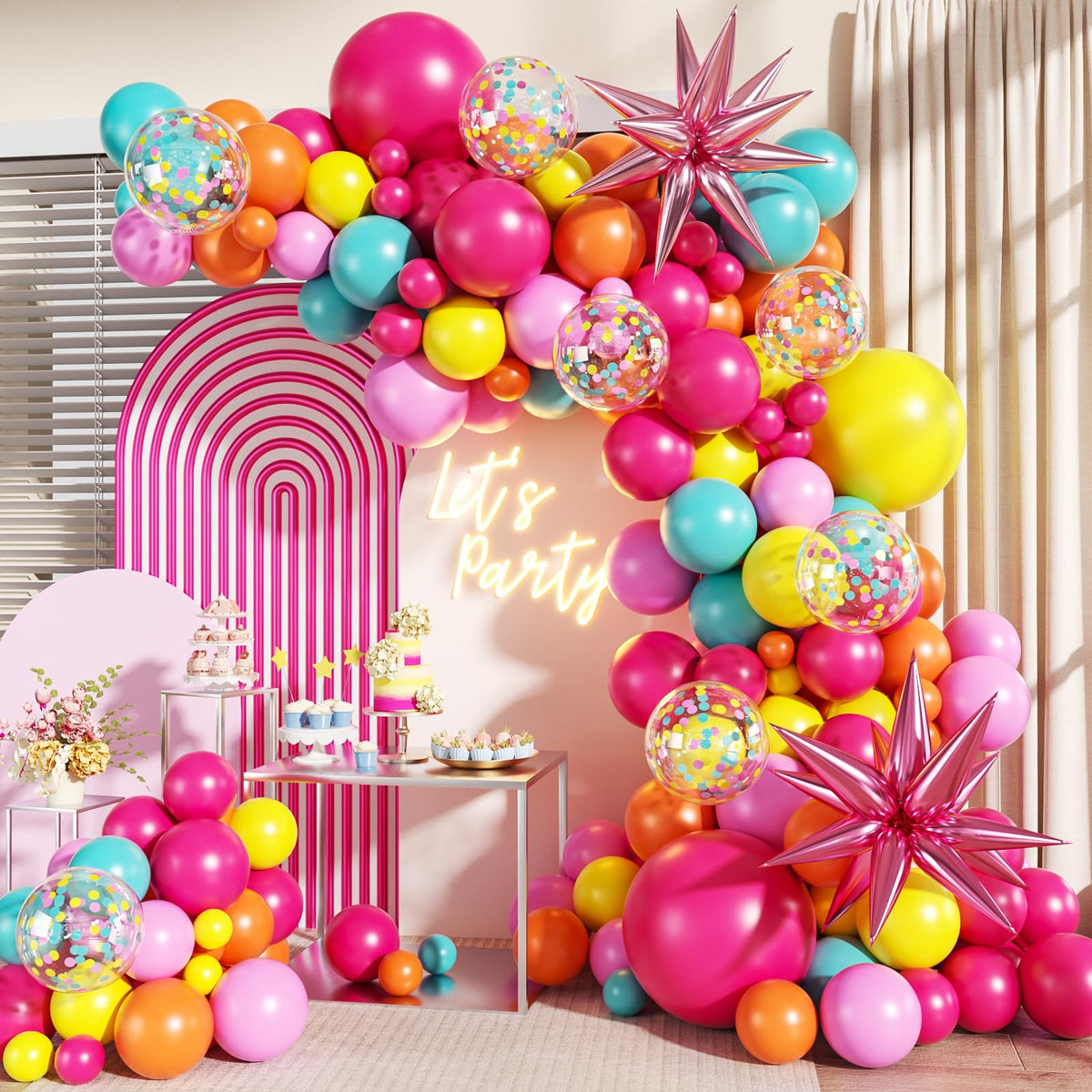 140-Piece Confetti & Star Balloon Garland Arch Kit