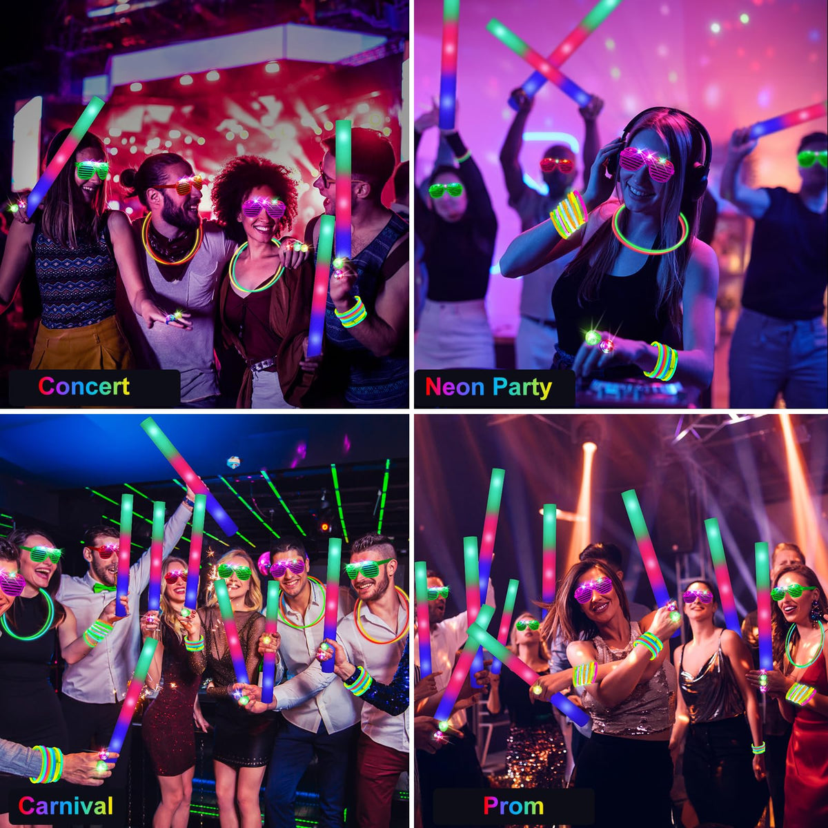 OLUPP 150-Piece Glow Party Kit with LED Glasses & Sticks