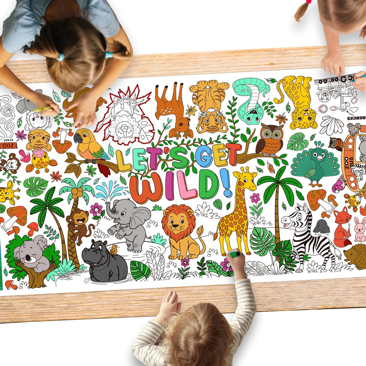Gatherfun Kids Birthday Coloring Tablecloth, 31.5 x 72 in
