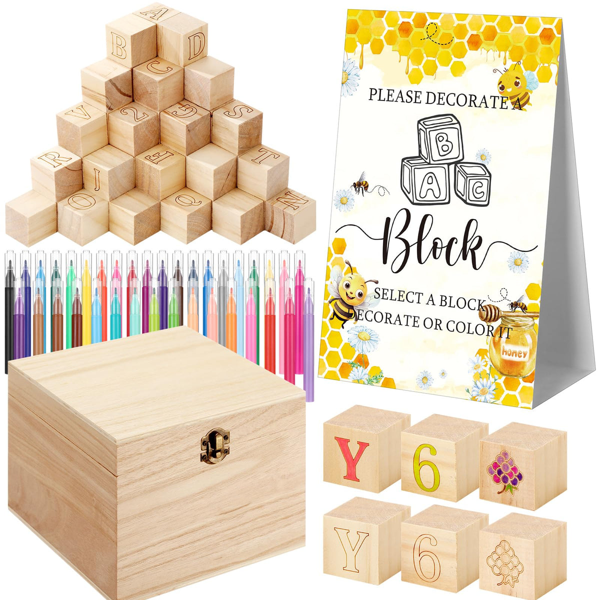 Marsui 136-Piece Baby Shower Game & Decorating Blocks Kit