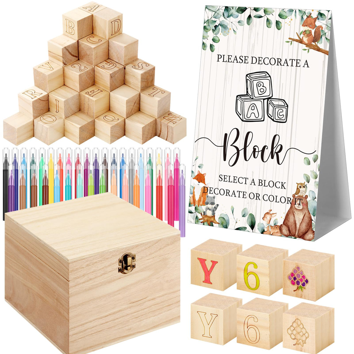 Marsui 136-Piece Baby Shower Game & Decorating Blocks Kit