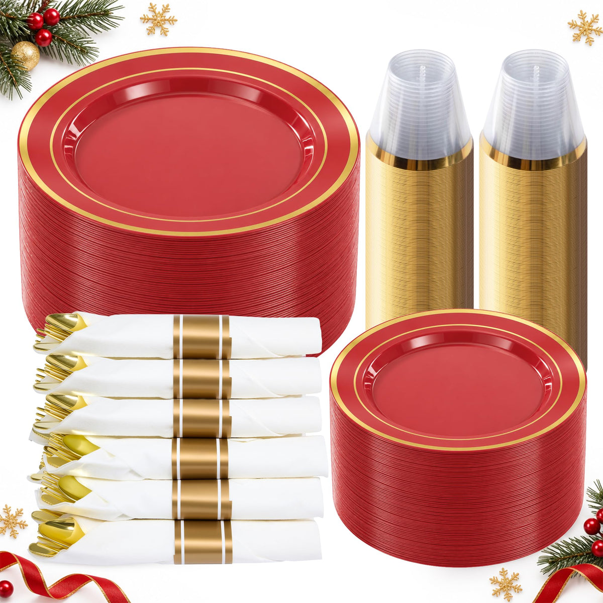 BESTVIP Disposable Party Dinnerware Set for Celebrations