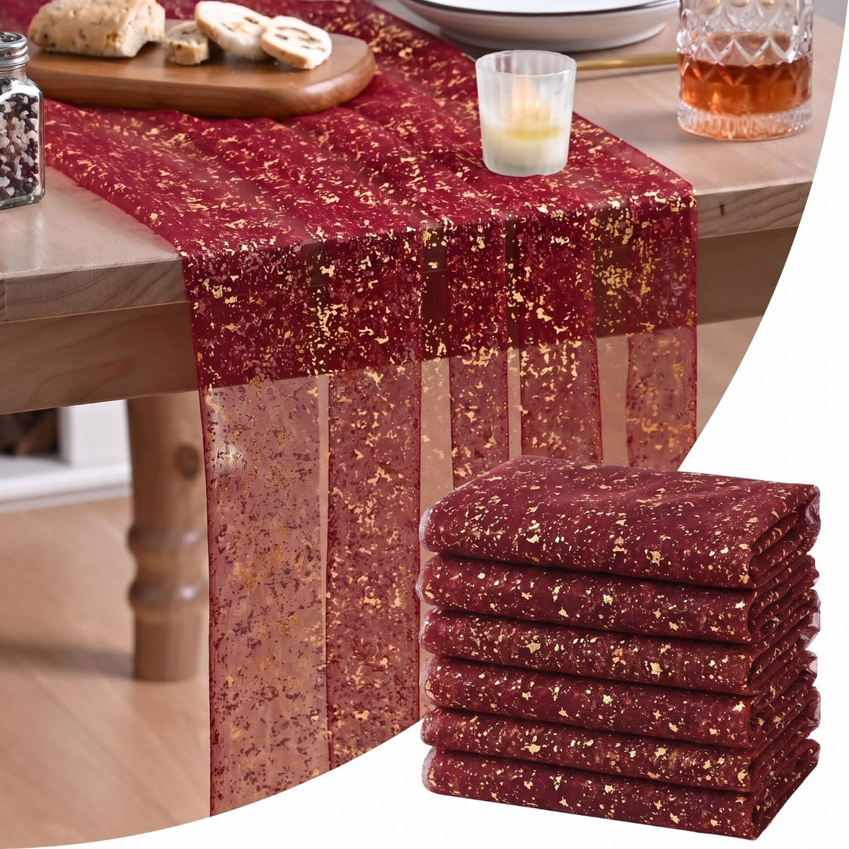 Artoid Mode Glitter Foil Gauze Table Runner for Parties