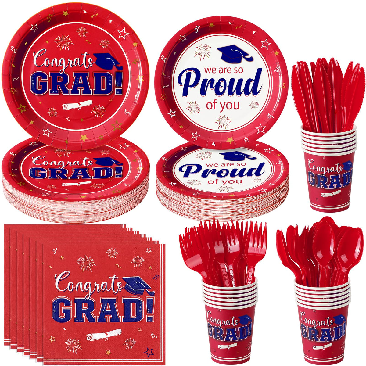FunnyPars Graduation Party Supplies for 25 or 50 Guests