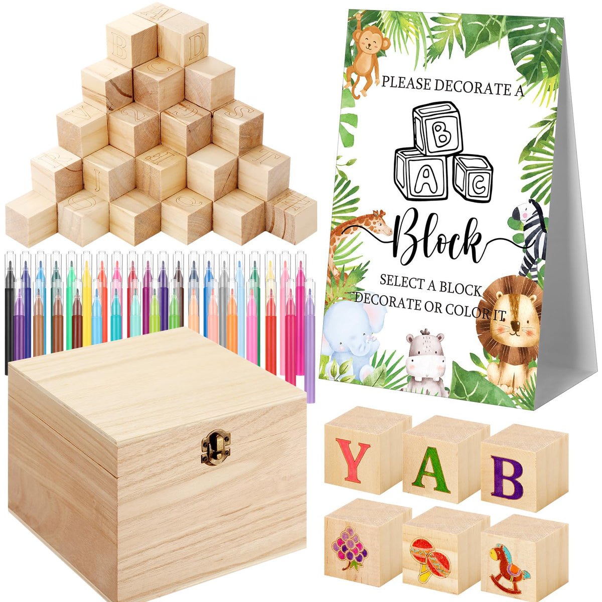 Marsui 136-Piece Baby Shower Game & Decorating Blocks Kit