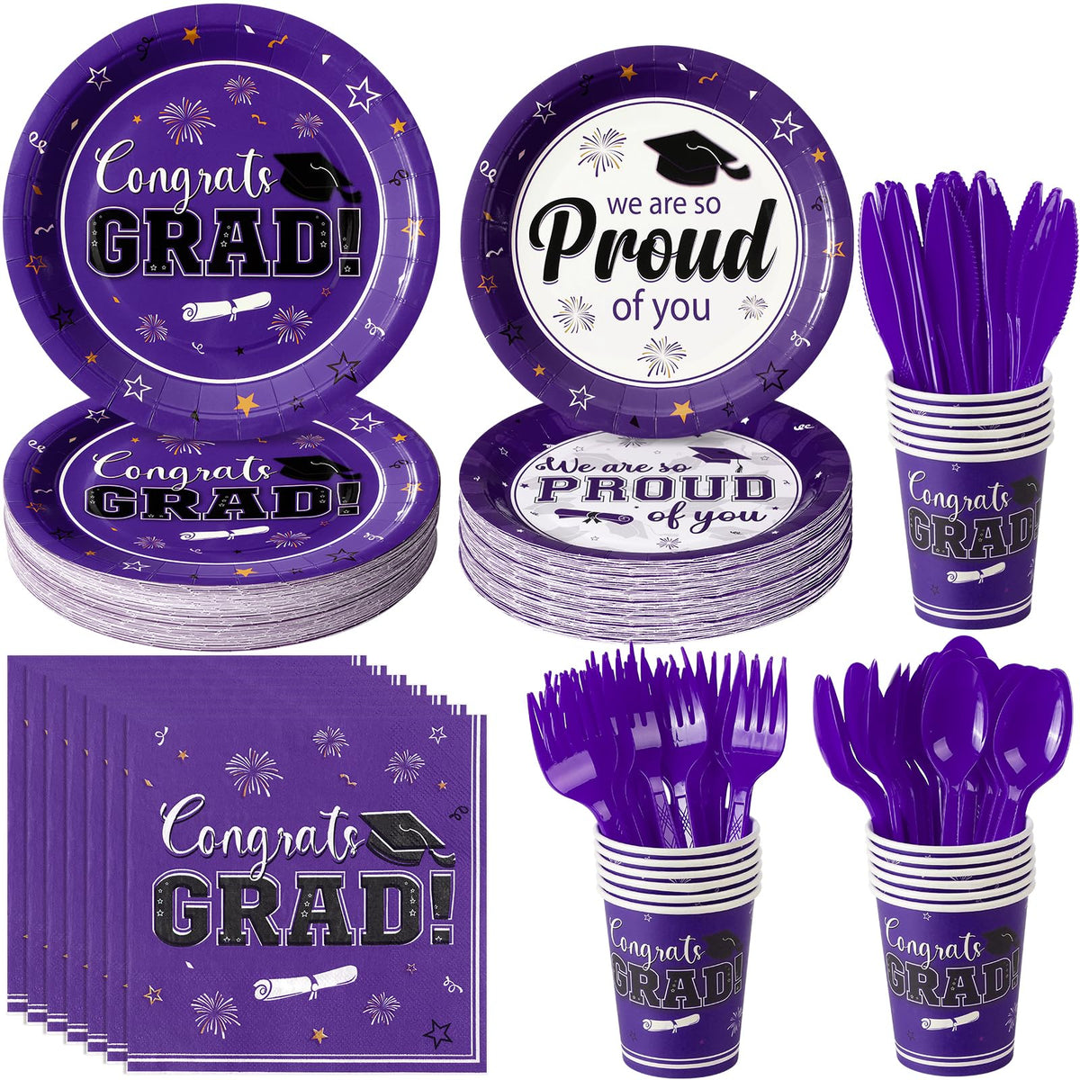FunnyPars Graduation Party Supplies for 25 or 50 Guests