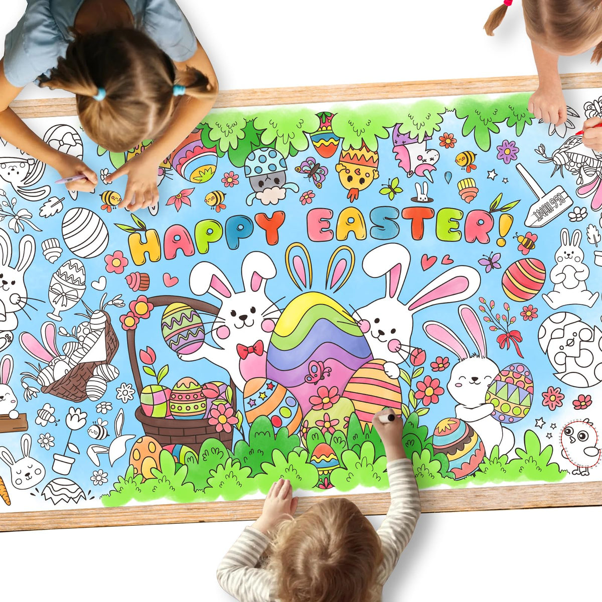 Gatherfun Kids Birthday Coloring Tablecloth, 31.5 x 72 in