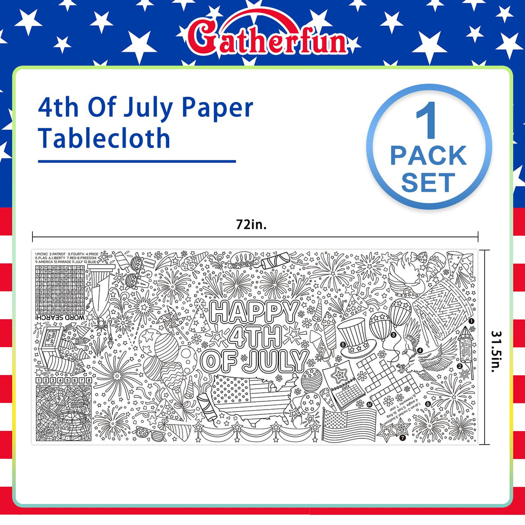 Gatherfun Kids Birthday Coloring Tablecloth, 31.5 x 72 in