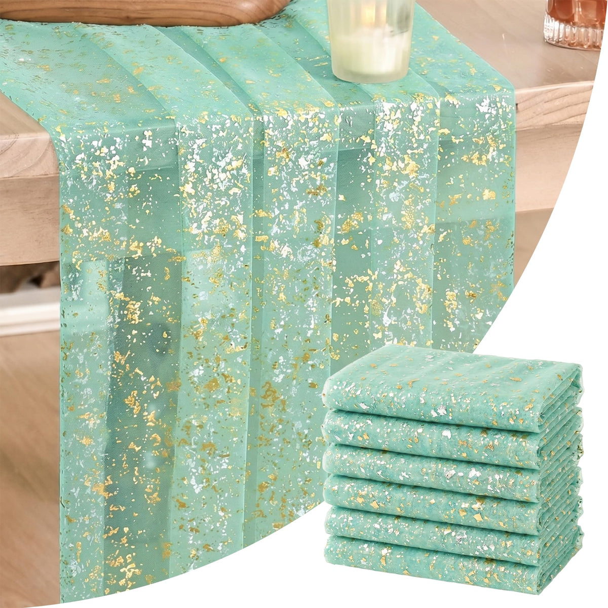 Artoid Mode Glitter Foil Gauze Table Runner for Parties