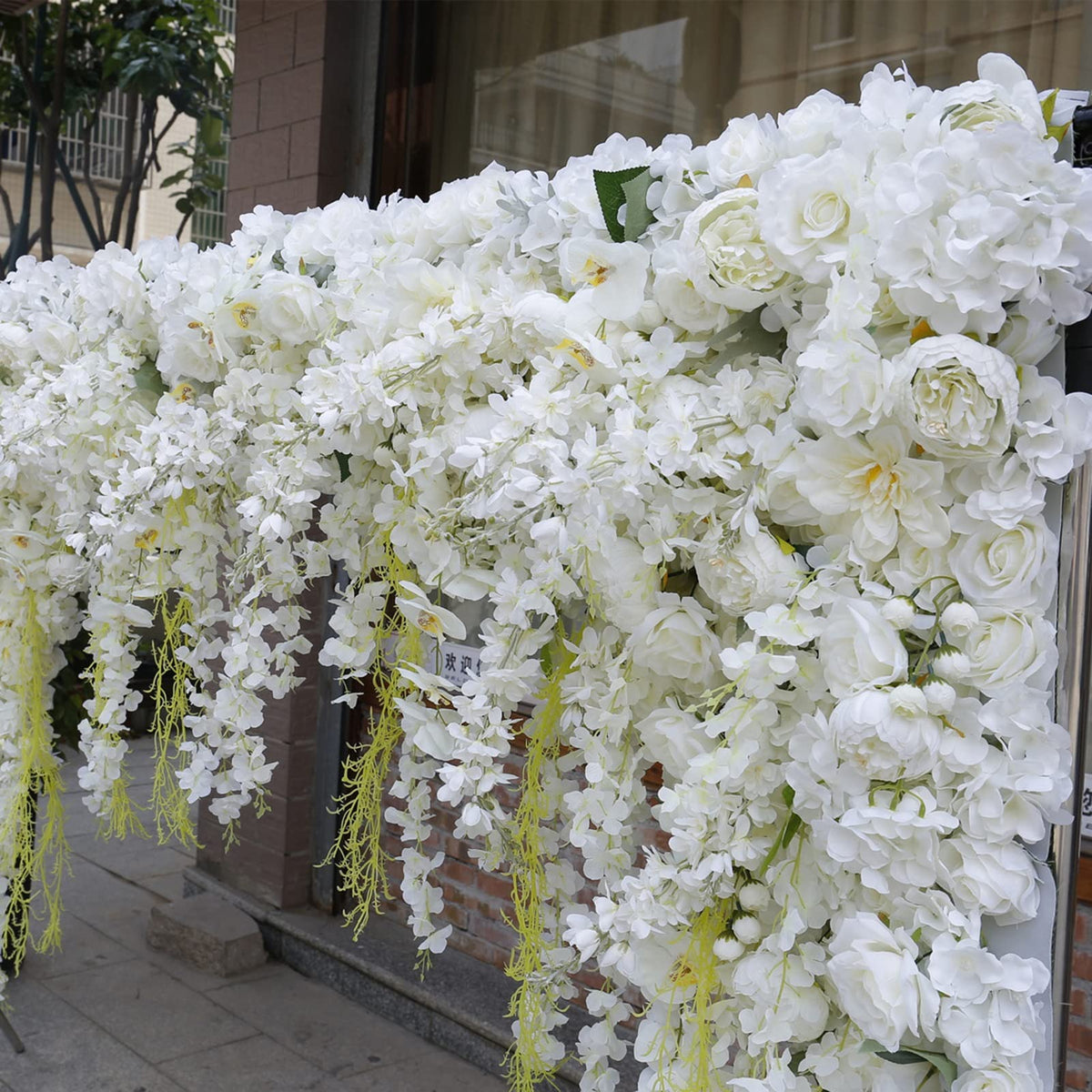 YHdtUO 3D White Rose Flower Wall Photo Booth Backdrop