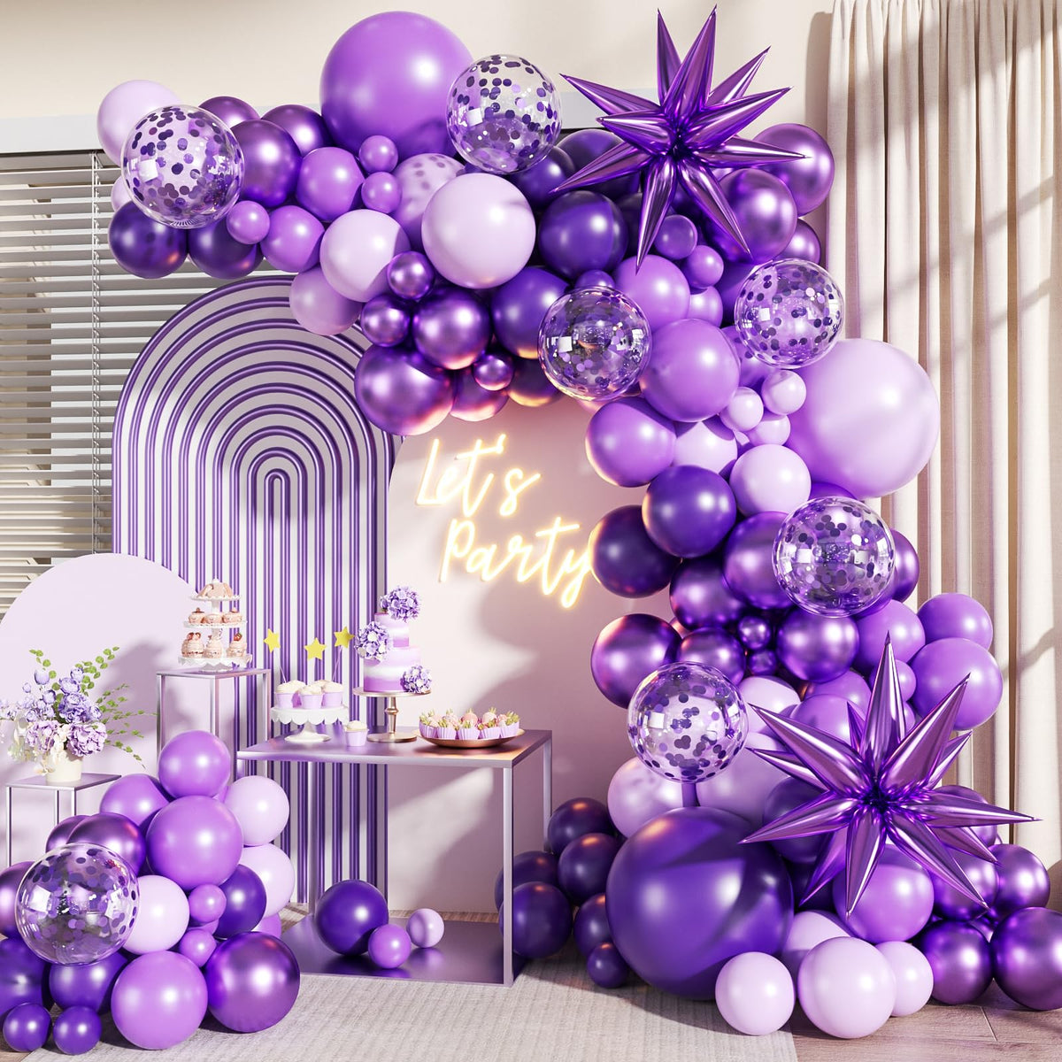 140-Piece Confetti & Star Balloon Garland Arch Kit