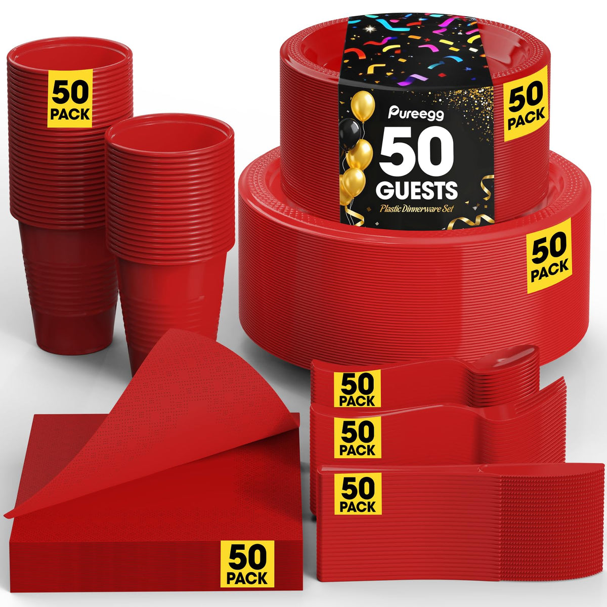 Pureegg 350-Piece Disposable Dinnerware Set for 50 Guests