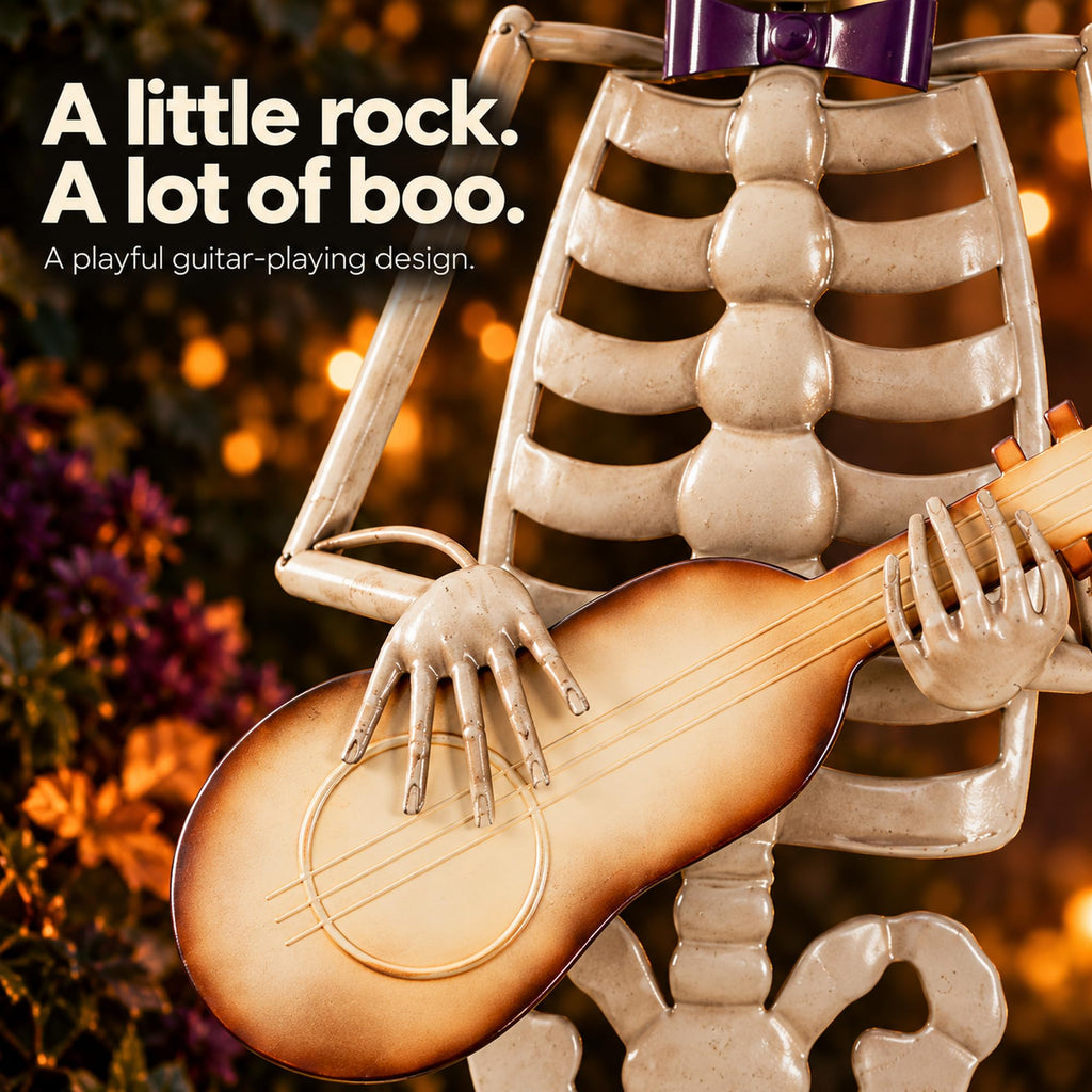 FEISIDELIN 157cm Halloween Skeleton Guitar Yard Statue