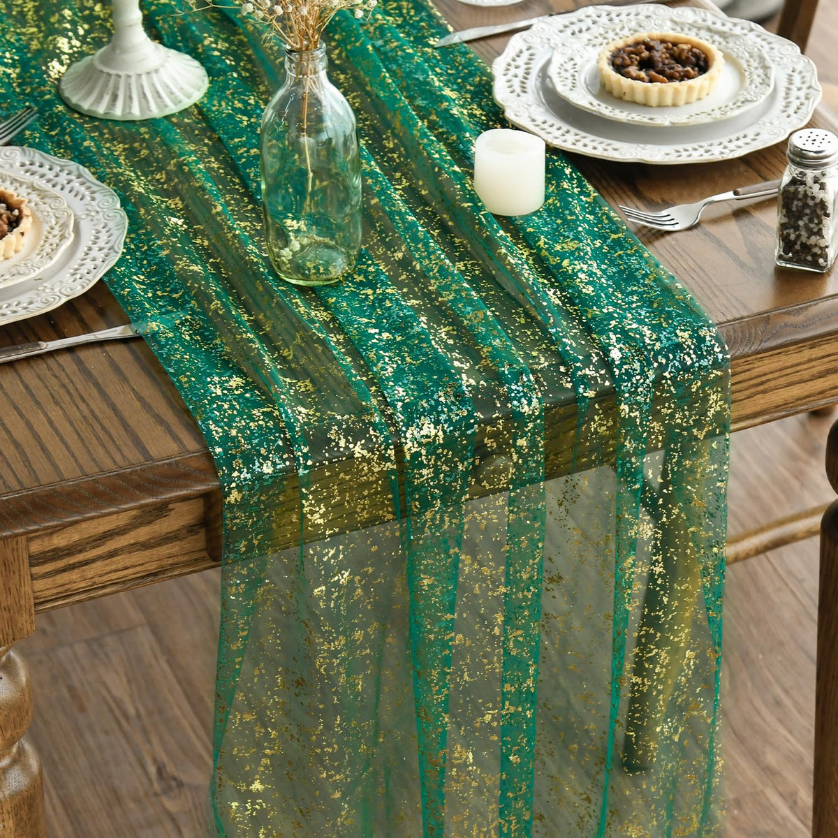 Artoid Mode Glitter Foil Gauze Table Runner for Parties