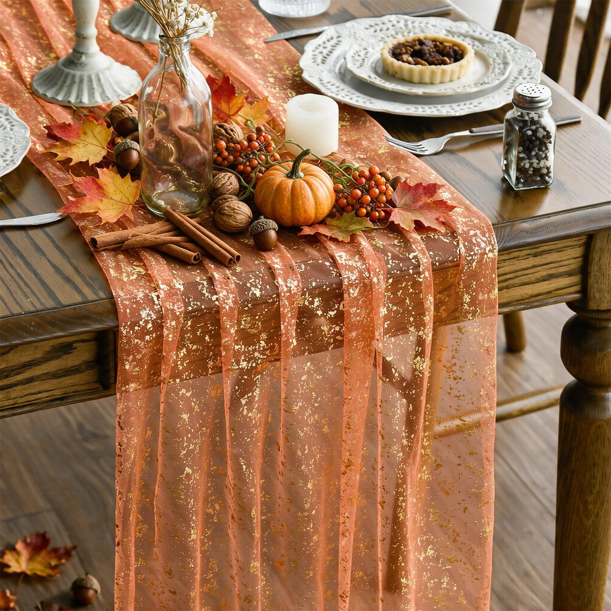 Artoid Mode Glitter Foil Gauze Table Runner for Parties
