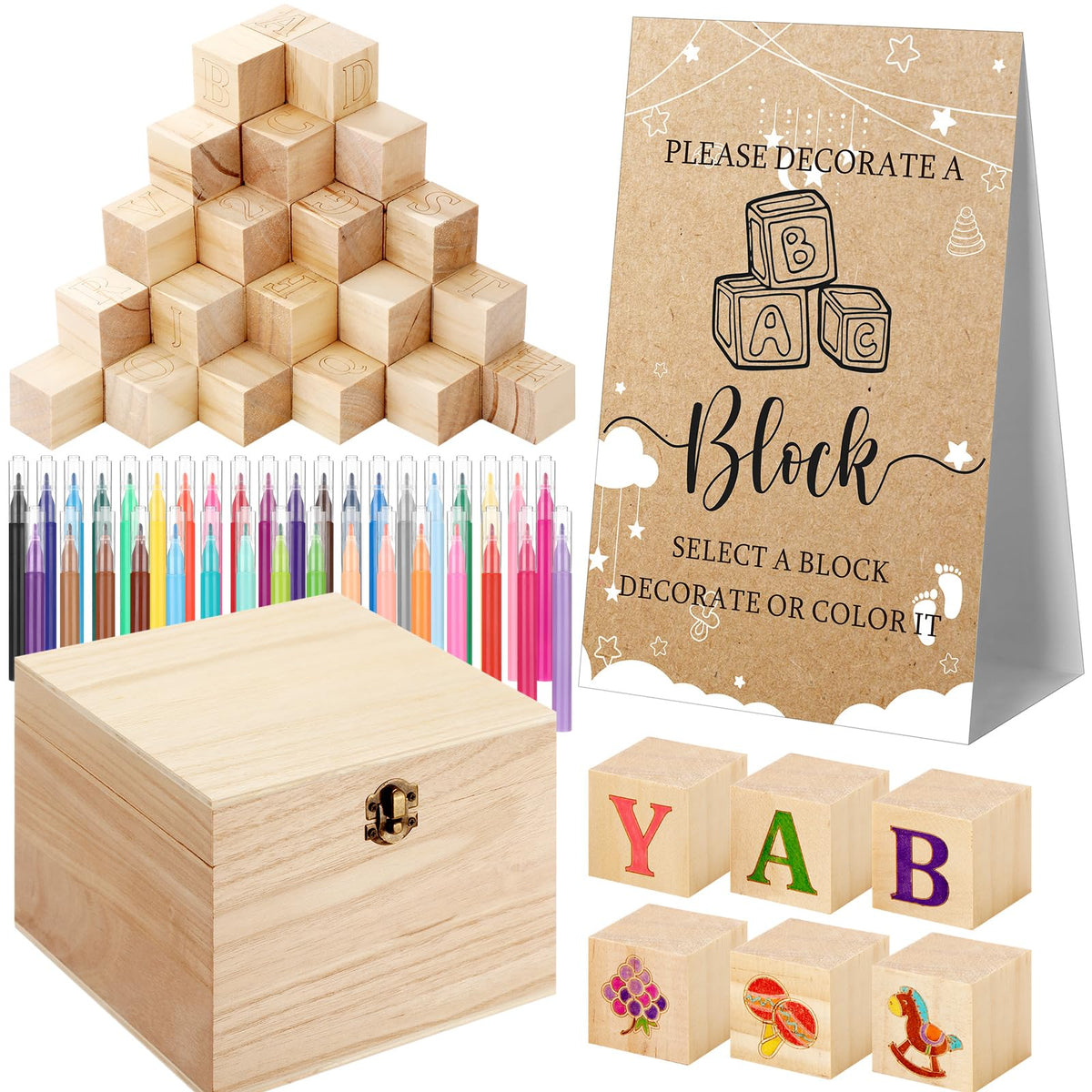 Marsui 136-Piece Baby Shower Game & Decorating Blocks Kit