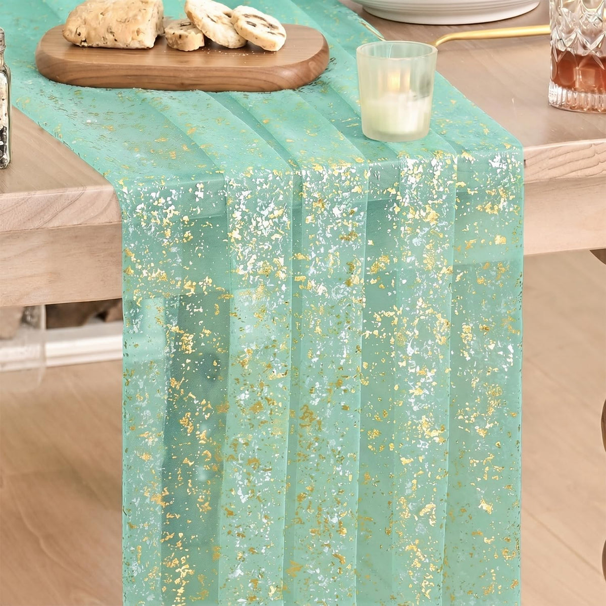 Artoid Mode Glitter Foil Gauze Table Runner for Parties